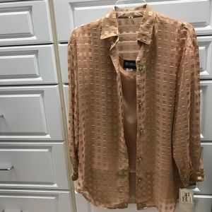 Dressy Gold button Down Top with Cami.  Size 6.